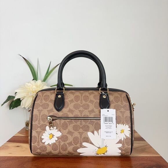 NWT Coach Rowan Satchel Bag In Signature Canvas With Floral Print - Picture 5 of 10